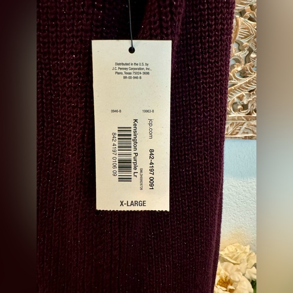 a.n.a Oversized Dark Plum Cable Knit Sweater- size XL - Picture 6 of 12